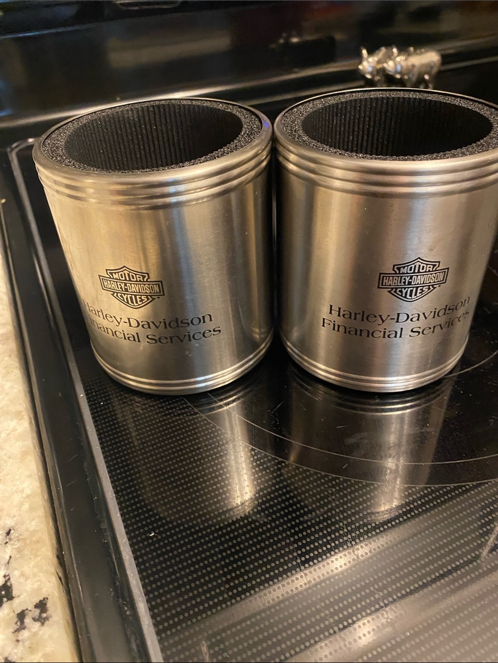 Harley-Davidson Silver Metal koozie Cups - Pair